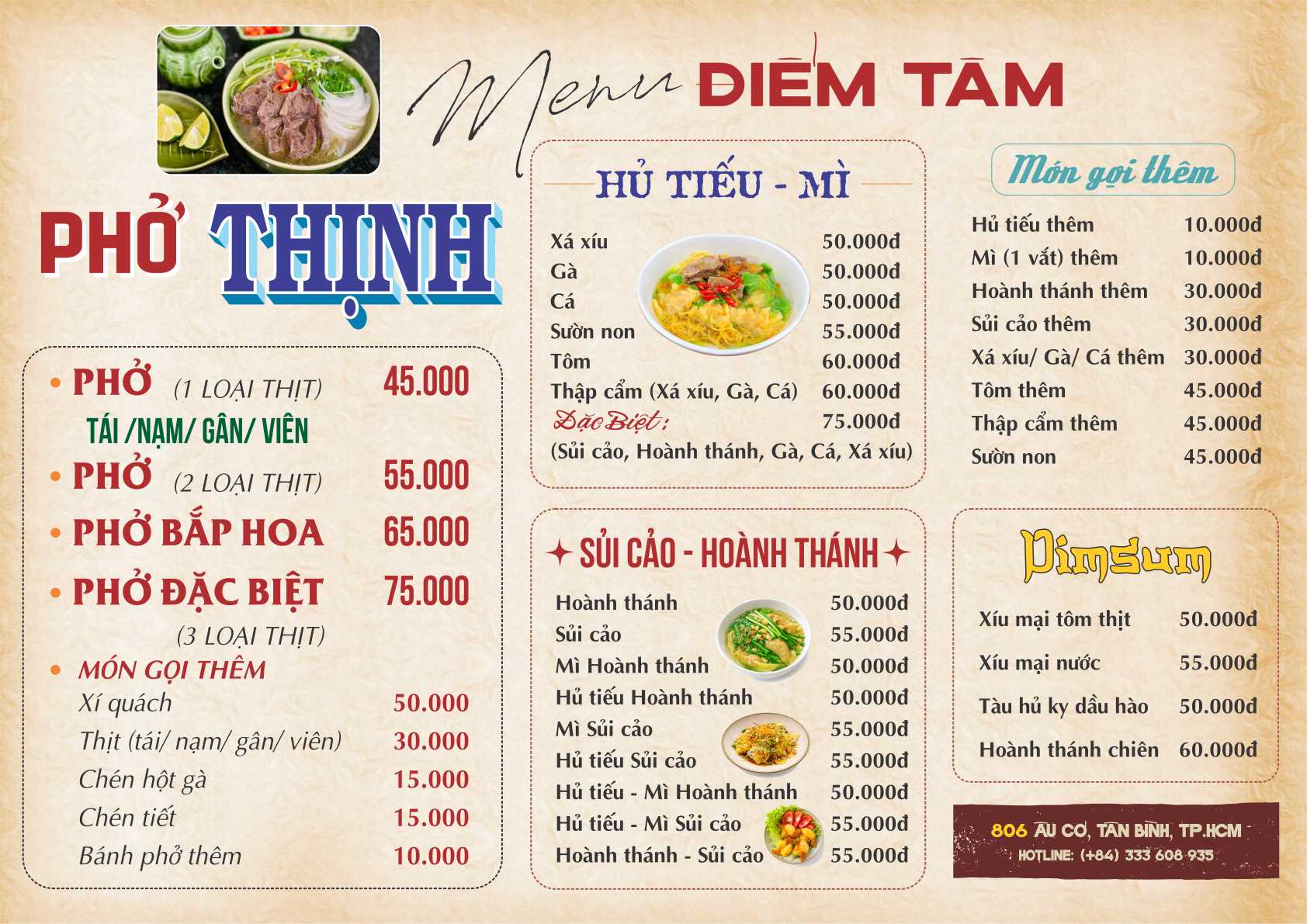 Thực đơn Thịnh Ký - Trang 1