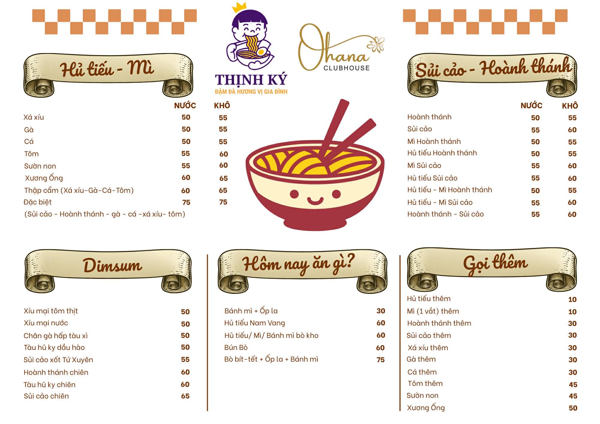 Thực đơn Thịnh Ký - Trang 2